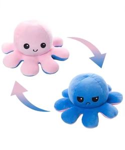 Coussins de lit en <span class=keywords><strong>peluche</strong></span> pieuvre réversibles personnalisés, poupée de dessin animé douce avec rembourrage en coton PP, jouets en <span class=keywords><strong>peluche</strong></span> animaux mignons à retourner - Product Image 3