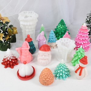 Arbre de noël bonhomme de neige Silicone moule ensemble bricolage bougies parfumées plâtre décor cire artisanat enchanté noël Silicone moules - Product Image 1