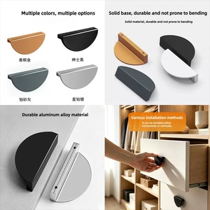 Minimalistische halvemaanvormige aluminium zwarte kastknoppen voor deuren en laden - Product Image 3