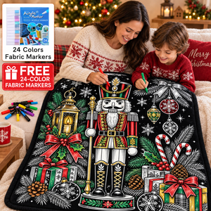 Custom Christmas DIY Coloring Throw <b>Blanket</b> Plush Rectangular Home Decor Winter Family Activity Kids Gift - Product Image 1