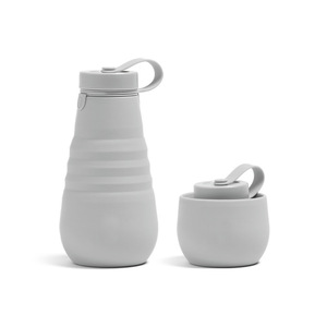 Bouteille d'eau en silicone écologique 600 ml sans BPA, pliable, anti-fuite, à boire directement, style nordique, pour la randonnée, le camping, les boissons chaudes et froides - Product Image 5