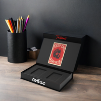 Boîtes personnalisées avec logo, emballage avec couvercle magnétique, boîte avec mousse, aimant noir en forme de carte VIP, petite boîte cadeau mate
