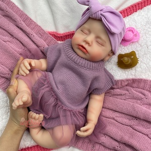 Poupée Reborn de 18 pouces à bouche ouverte avec sucette, couleur et style de cheveux personnalisés, en silicone solide, jouet de thérapie émotionnelle pour bébés, accessoire de cinéma et de télévision - Product Image 3