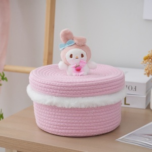 Organisateurs de dessin animé en corde de coton Stockage à domicile Collations de bureau pliantes Cadeaux Seaux Sacs Cartoon Kids Sanrio Melody Panier de rangement - Product Image 3
