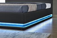 Lit double King Size rembourré avec éclairage LED Willsoon Design moderne PU Gas Lift avec rangement et ascenseur