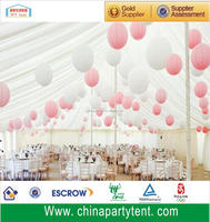 Tente de mariage en aluminium rose drapée |   Décoration de lustre floral |   Marquee de réception de luxe en plein air