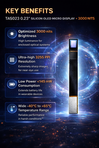 TAS023 0.23 英寸硅基 OLED 微型显示屏 3000 尼特 |   3255 PPI AMOLED Micro-OLED 用于 AR 智能眼镜和 HMD - Product Image 4