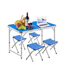 Ensemble table et chaises pliantes 120x60x70cm pour marché nocturne, stand extérieur, camping portable, barbecue décontracté