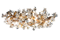Lustre moderne en cuivre en forme de branche d'arbre, avec des cristaux en forme de pétale, lampe suspendue LED décorative pour salon, luminaire suspendu en forme de fleur de pissenlit