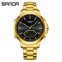 Jam Tangan Pria Sanda 3301 Model Baru Laris Manis, Layar LED Digital Analog, Tahan Air 30M, Anti Guncangan, Fashion Bisnis