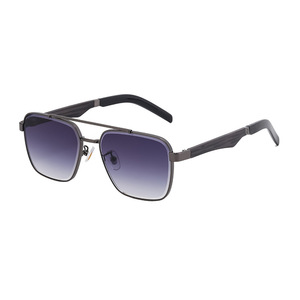 Lmamba 2A796, Gafas de Sol Modernas y Retro con Patillas de Madera, Montura Cuadrada de Metal para Hombre y Mujer, Personalizables, 2024 - Product Image 4