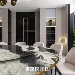 中国绿色大理石熊猫翡翠天然大理石平板绿色玉大理石新设计