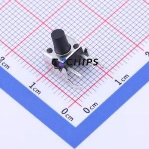 TS-1093C-A10B2-D1 Tactile Switch Bent Lead Through Hole-4P,6x6mm Single Pole Single Throw Round Button 1.8N Right Angle Insert - Product Image 1