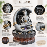 Fontaine d'eau Bouddha d'intérieur, décoration zen en forme de croissant de lune avec LED colorées pour la maison et le bureau