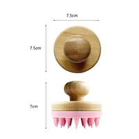 Brosse de Massage pour Cuir Chevelu Humide et Sec en Silicone, avec Manche en Bois de Bambou Personnalisable en Usine, Idéale pour le Shampooing