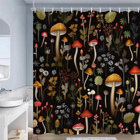 Rideau de douche champignon Boho, rideau de douche botanique plante vintage foncé, rideau de douche en tissu rustique ferme fleurs sauvages