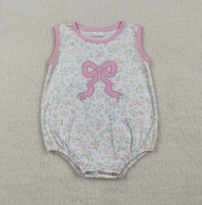 Combinaisons décontractées respirantes en polyester/coton pour bébés filles, avec volants, nœuds et drapeaux brodés, pour le 4 juillet - Product Image 3