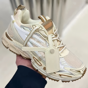 Chaussures décontractées de luxe 2026 pour femmes et hommes, style baskets de créateur, avec logo de marque et détails de couture à lacets, doublure en maille - Product Image 4