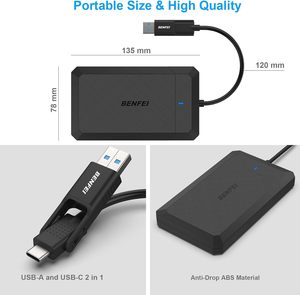 Benfei 2.5 Inch SATA Để USB Công Cụ Miễn Phí Bên Ngoài Ổ Cứng Bao Vây Loại C/A Để SATA Tương Thích Cho 2.5 Inch <span class=keywords><strong>SSD</strong></span> - Product Image 2