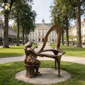Statue de femme en bronze grandeur nature RELONG, jouant du <span class=keywords><strong>piano</strong></span>, sculpture sur mesure pour <span class=keywords><strong>la</strong></span> décoration artistique extérieure - Product Image 3