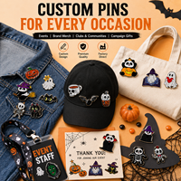 Badges promotionnels en métal personnalisés pour Halloween, événements, merchandising de marque, clubs, cadeaux de campagne, OEM, ODM, vente en gros directe d'usine