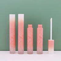 Tube vide personnalisé rose et blanc dégradé avec motif floral ours en peluche en relief 3D pour gloss, blush liquide et fard à paupières