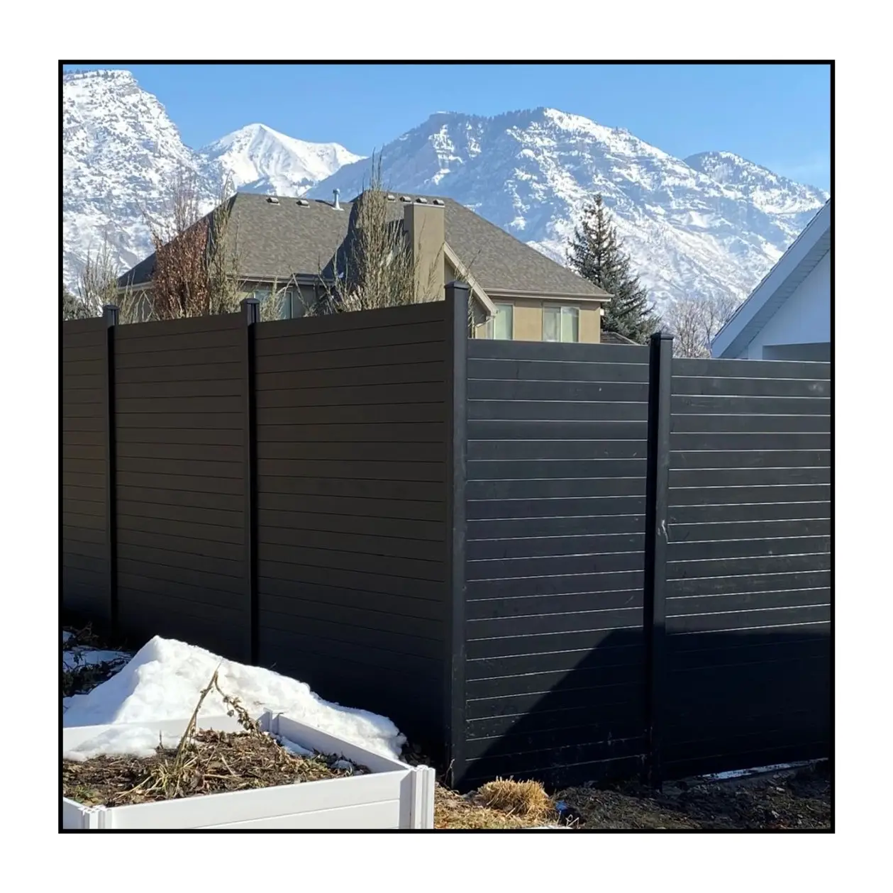 Hele Privacy Horizontale Lamelsteenomheining Hoog Aluminium 6 Voet Tuin En Scherm Metalen Hout Aluminium Privacy Slat Hek Buiten