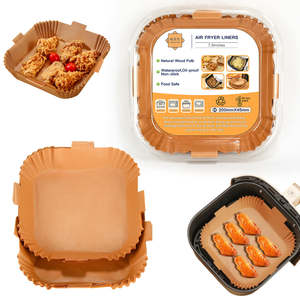 100 Piezas de Papel de Hornear de Silicona para Freidora de Aire, Fluorescente, Libre de BPA, Plegable, Antiadherente, de Grado Alimenticio, Papel Encerado para Envolver y Empacar - Product Image 2