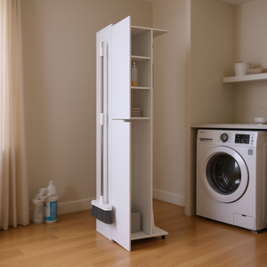 Armario de Almacenamiento Blanco para Escobas, 71.3 Pulgadas, Cuatro Estantes, Tipo Vertical, Organizador Multifuncional de Plástico para Uso en Armarios - Product Image 2