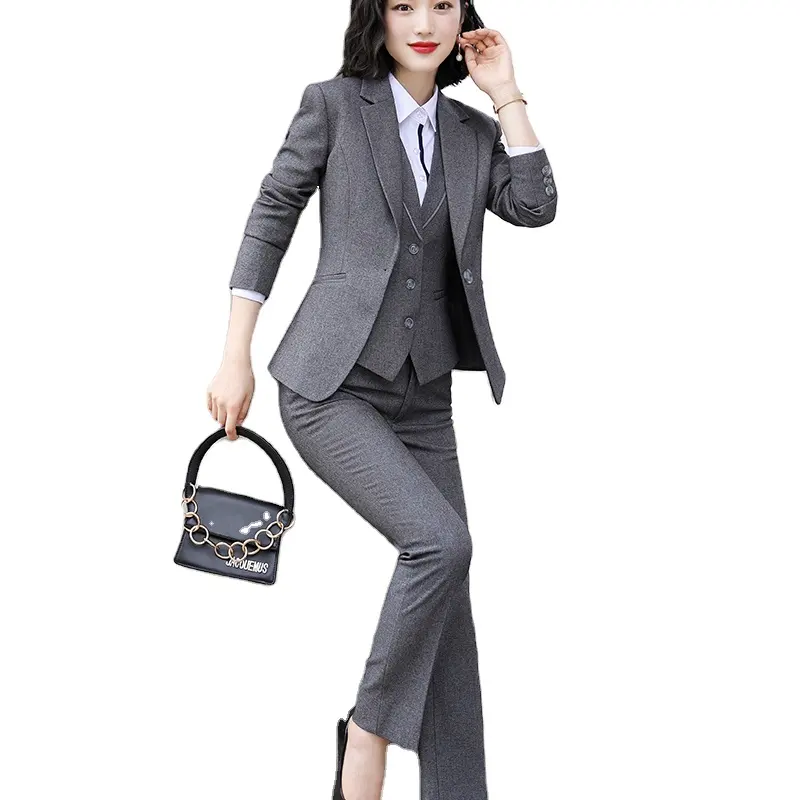 Plus Size OEM Wholesale Dropship 3 Piece Suit Set Pant Suit Women Office Lady Work Wear Formal Suits Blazer Jacket Vest trousers