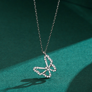 Collar con colgante de mariposa calada de plata de ley S925 con circonitas micropintadas, versión de cobre personalizable, regalo de Año Nuevo para ella - Product Image 3