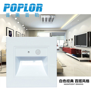 Poplor <b>Led</b> <b>Sensor</b> Floor <b>Light</b> 1.5W Embedded Brass Wall Corner Stair Lighting With Motion Detection For Indoor Use - Product Image 3