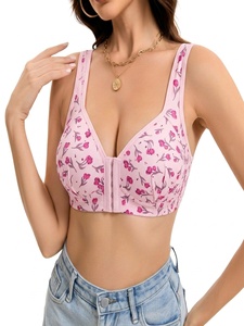 <span class=keywords><strong>Reggiseno</strong></span> <span class=keywords><strong>Senza</strong></span> <span class=keywords><strong>Ferretto</strong></span> e <span class=keywords><strong>Senza</strong></span> Imbottitura con Chiusura Frontale, Lavorazione a Maglia <span class=keywords><strong>Senza</strong></span> Cuciture, Motivo Floreale e Spalline Larghe per Donne Anziane - Product Image 1