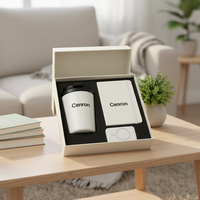 Ensemble cadeau d'entreprise avec logo personnalisé : carnet A5 + gobelet isotherme + clé USB, cadeau d'affaires haut de gamme pour clients et employés