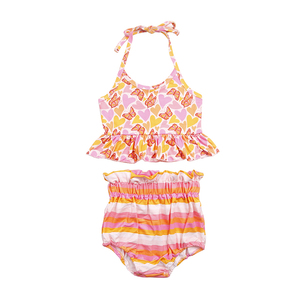Conjunto de Top Halter sin Mangas para Niñas al por Mayor con Pantalones Cortos con Volantes de Cintura Alta y Estampados de San Valentín - Product Image 2