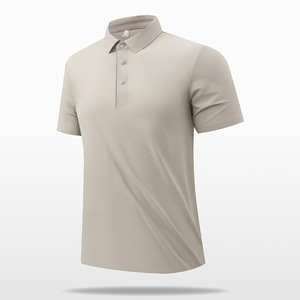 Camiseta de seda de hielo sin costuras de alta calidad para hombre al por mayor, con solapa de manga corta Camiseta holgada para fitness, <span class=keywords><strong>Polo</strong></span> sólido a la moda, con venta al por mayor, del - Product Image 2