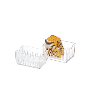 Stripe Table Caddy Plastic Tea Bag Holder Canteen Rectangular Clear Acrylic Sugar Bag Caddy - Product Image 6