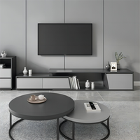 Meuble de salon Kejia, ensemble de table basse et de meuble TV en bois, style moderne et luxueux, meuble TV pour salon
