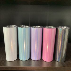 Gobelet isotherme en acier inoxydable à fond plat de 20 oz, fin, avec revêtement diamanté, motif personnalisé par sublimation - Product Image 4
