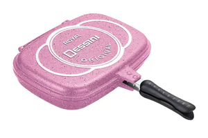 Dessini กระทะย่างสองด้านขนาด36ซม.,กระทะทอดอะลูมิเนียมพับได้ไม่ติดกระทะเหล็กหล่อไฟฟ้าสีทองขนาด36ซม. - Product Image 5