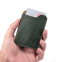 Porte-cartes de crédit en cuir véritable Cuir de vachette Mince Petit portefeuille de créateur Poche avant Portefeuille en cuir de vachette Porte-monnaie pour hommes