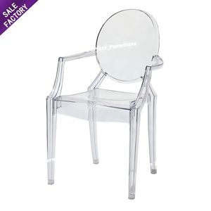 Outdoor Furniture the clear Crystal Acrylic Resin Round Backed Wedding Event <b>Dining</b> Arm <b>Chair</b> <b>Set</b> - Product Image 1