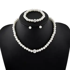 Aug Jewelry 3-piece Set Of European And American Popular Ladies Gift Pearl Necklace With Zircon Pearl Jewelry Set
