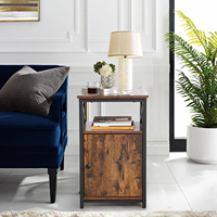 Ensemble de 2 étagères de chevet pour chambre à coucher, mobilier de table avec rangement à tiroirs, de couleur marron rustique