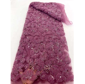 Venta directa Buen precio Perlas Flor Tela <span class=keywords><strong>de</strong></span> encaje Blanco Aso Oke Diseños para mujeres nigerianas Ropa <span class=keywords><strong>de</strong></span> <span class=keywords><strong>fiesta</strong></span> - Product Image 3