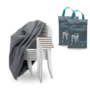 Funda para silla de exterior, 68x68x120 cm, poliéster, impermeable, protección contra la lluvia y el polvo, almacenamiento de sillas apilables - Product Image 1
