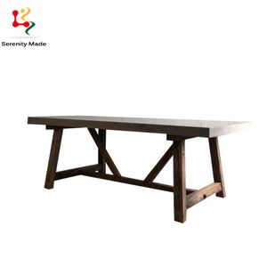 Ngoài Trời Sân Vườn Sự Kiện Đồ Nội Thất Nhà Hàng Gỗ Rắn Hình Chữ Nhật Bàn Ăn Dài - Product Image 2