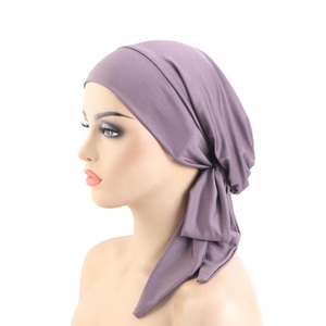 Commercio all'ingrosso raso elasticizzato <span class=keywords><strong>turbante</strong></span> musulmano Hijab capelli Bandana sciarpa testa con cravatta a fascia per ogni giorno Casual e viaggi per le donne ragazze - Product Image 6