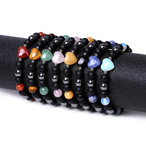 Wholesale New Gem Amethyst Stretch Beaded Rose Quartz Womens <strong>Bead</strong> Jewelry Natural Healing Stone love Crystal Heart <strong>Bracelet</strong> - Product Image 3