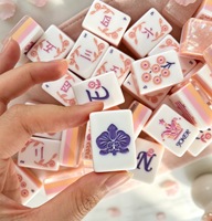 Tuiles de Mahjong Américain de Luxe de Haute Qualité pour Noël, Portables, en Coquille de Fleur de Glace Orange, Écologiques